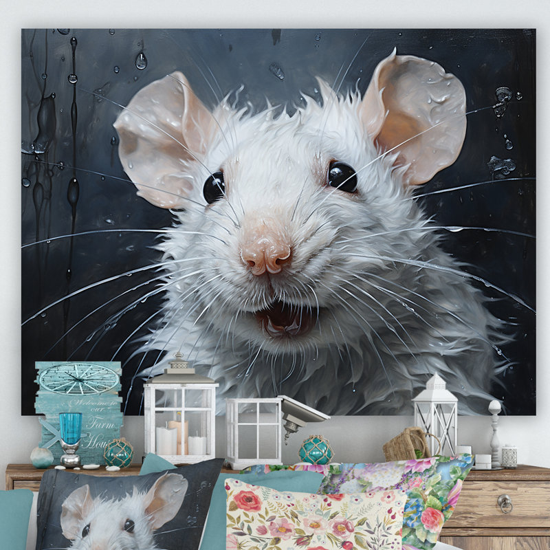 White Squeaky Rodent, reproduction d'art sur toile, Toile tendue, H 16 po x l 32 po x P 1 po