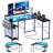 Laberta Modular L-Shaped Iron Computer Desk with Built-In Electrical Outlet