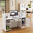 Corwynn 63'' W Rectangular Wood Reception Desk With Drawers And Cabinet, with LED Lights