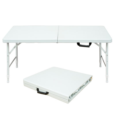 4Ft Portable Folding Table Indoor&Outdoor Maximum Weight 135KG Foldable Table For Camping White