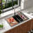 33" L x 22" W Double Bowl Rectangular Drop-In Workstation Quartz Kitchen Sink 60/40 Low-divider Granite Composite Sink-116380294