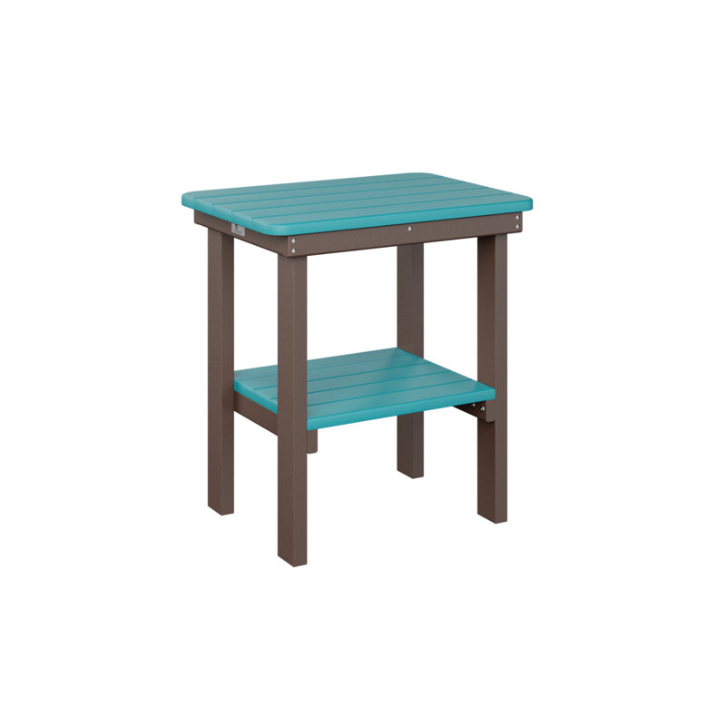 Outdoor Rectangle Side Table, Chocolate Brown, Aruba Blue
