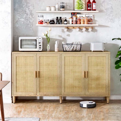 70" Rattan Buffet Cabinet With Storage