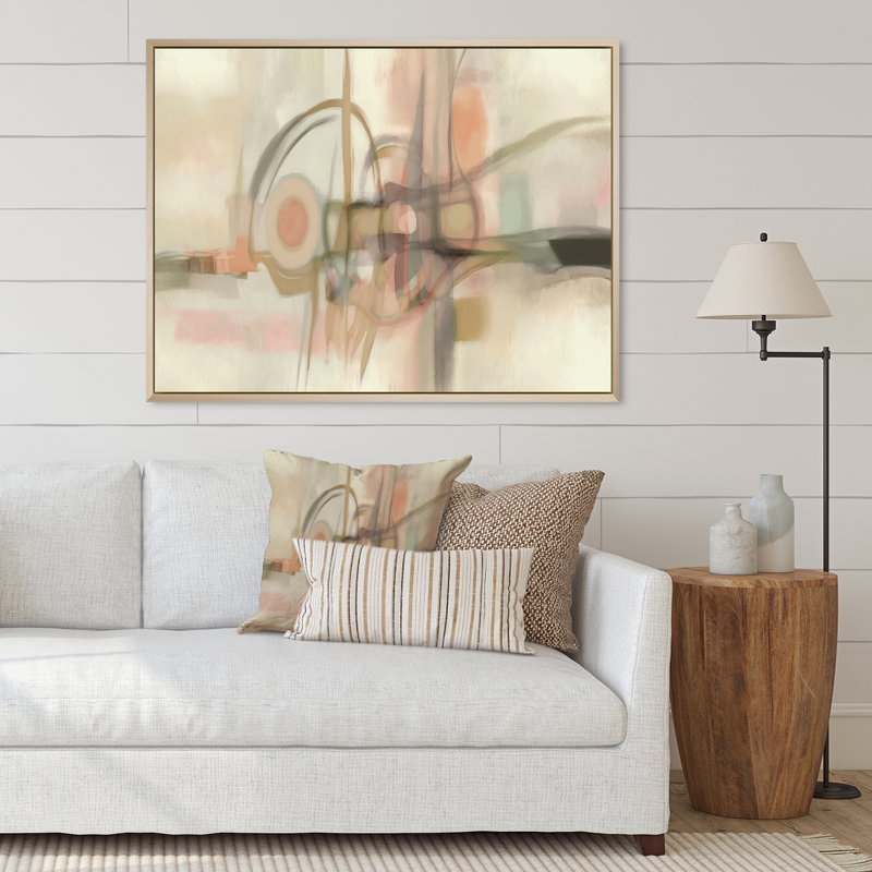 «Knowing Vintage Pink Minimal Retro Simplicity I», reproduction d'art sur toile, Cadre naturel flottant