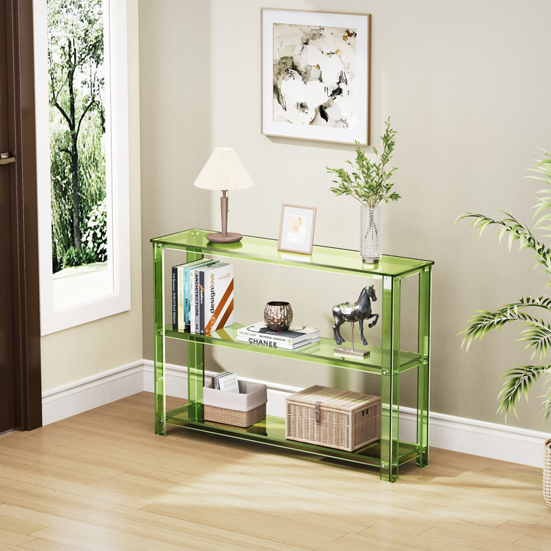Laraby Acrylic Console Table, Entryway Table with Storage (45.7'' x 11.4'' x 31.5''), Green