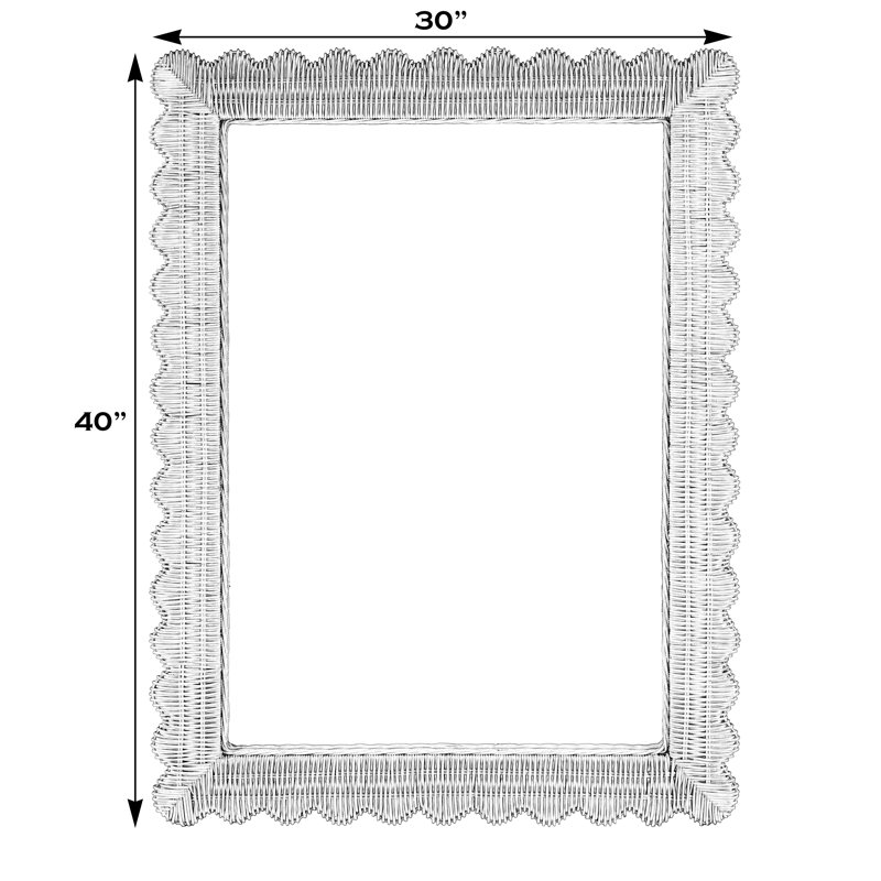 Flora Rattan Scalloped Wall Mirror, Chocolate Brown