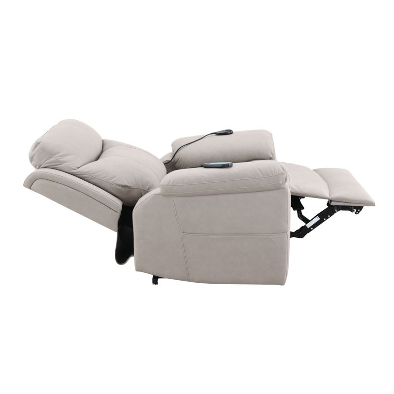 Chriki Polished Microfiber Power Motion Recliner With Lift, Heating & Massage Chair, Light Gray