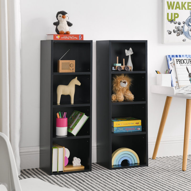  8-Tier Media Tower Rack Slim Storage Cabinet Tall Narrow Bookcase Display Bookshelf Multi-Functional Double-Decker Bookcase