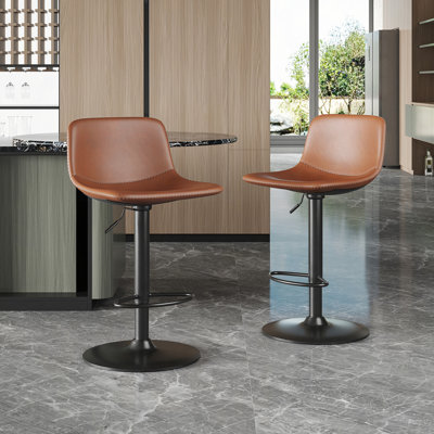 Ensemble de 2 tabourets réglables, tabourets pivotants de style Mid-Century, tabourets de bar industriels avec dossier et chaises de bar à hauteur de comptoir