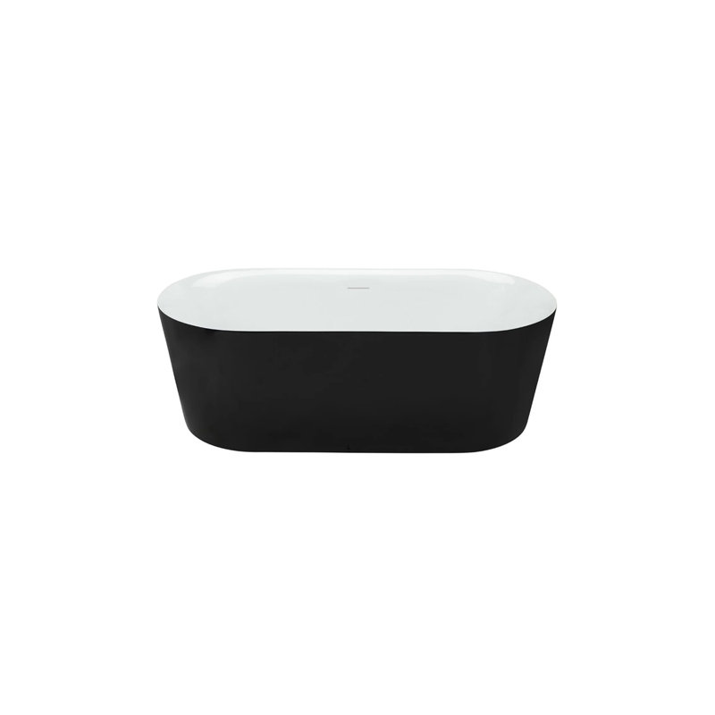 Baignoire autoportante 60 "avec trop-plein Bahli, noir et blanc