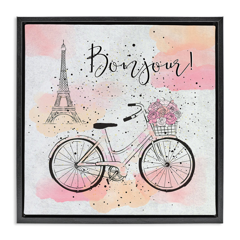 «Bonjour Paris» par Martina Pavlova, Cadre flottant noir de jais, H 25 po x l 25 po