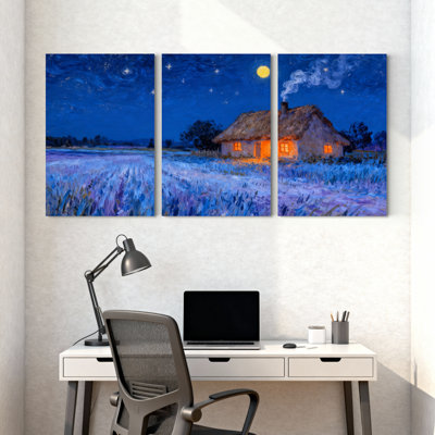 Abstrait nuit étoilée, ensemble de 3 reproductions d'art sur toile