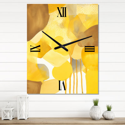 Mustard Yellow Dreams Retro Watercolor IV - Modern Midcentury Wall Clock