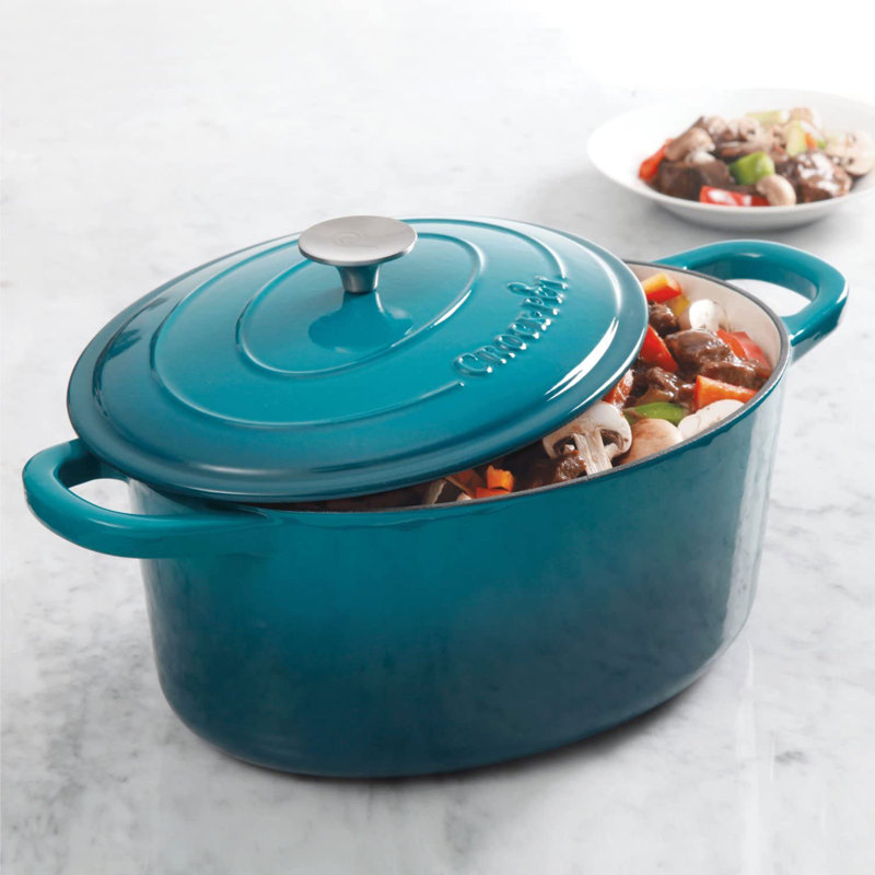 Cocotte ronde artisanale en fonte antiadhésive Crock-pot, 7 pte, Duplicata bleu saphir
