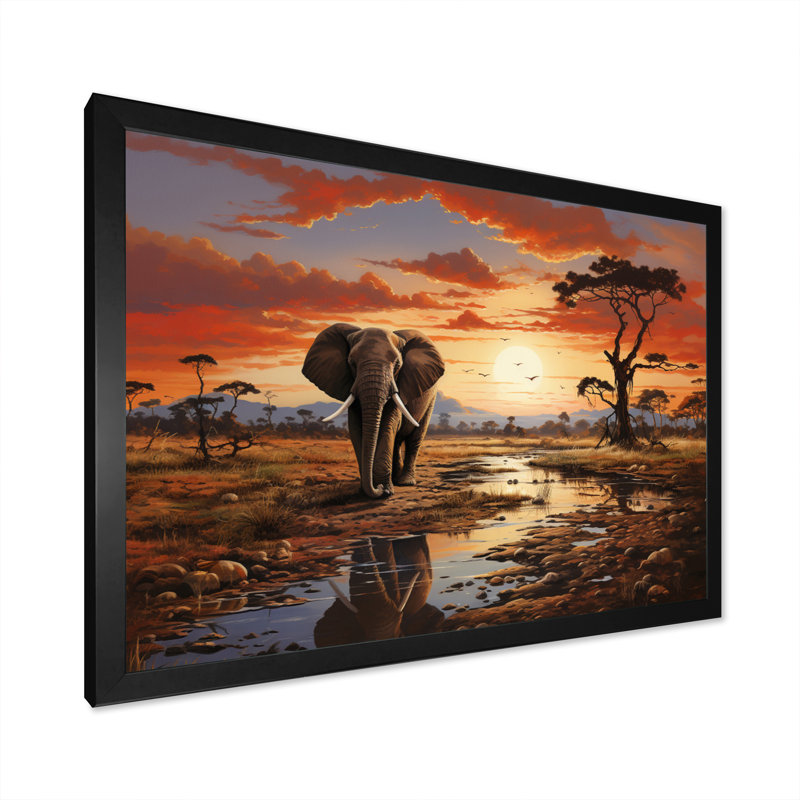 Faune d'Afrique, animaux d'Afrique sur toile, H 24 po x l 32 po x P 1 po, Cadre photo noir