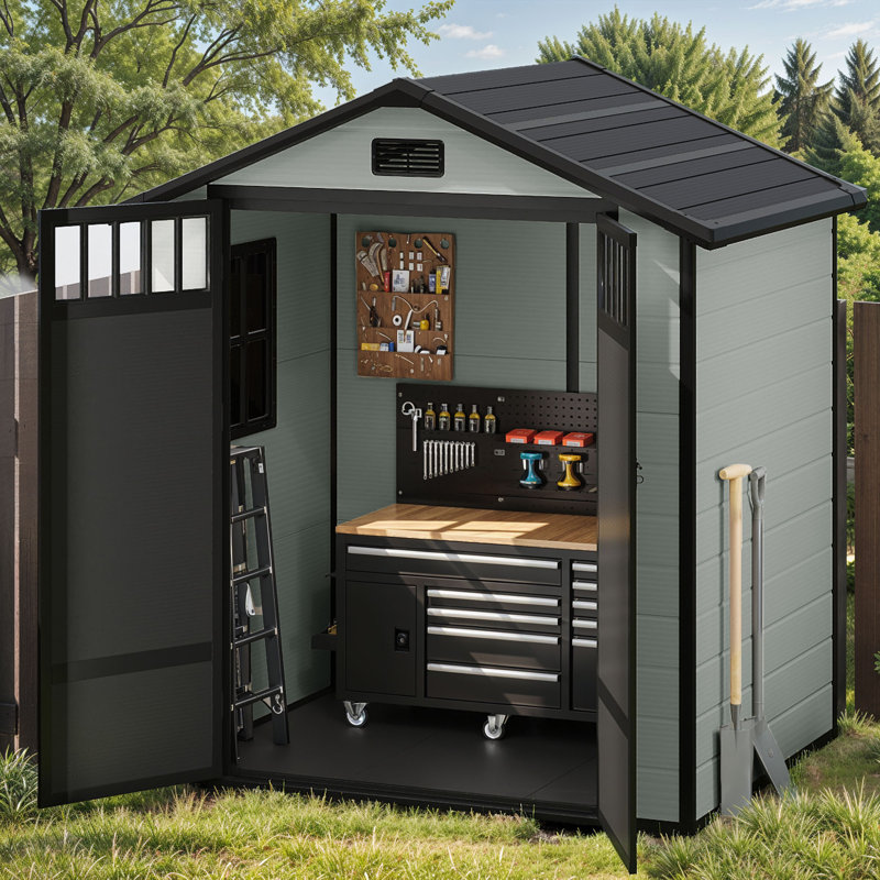 Balconera 6X4.4FT Outdoor Garden Shed, Bluish-Grey