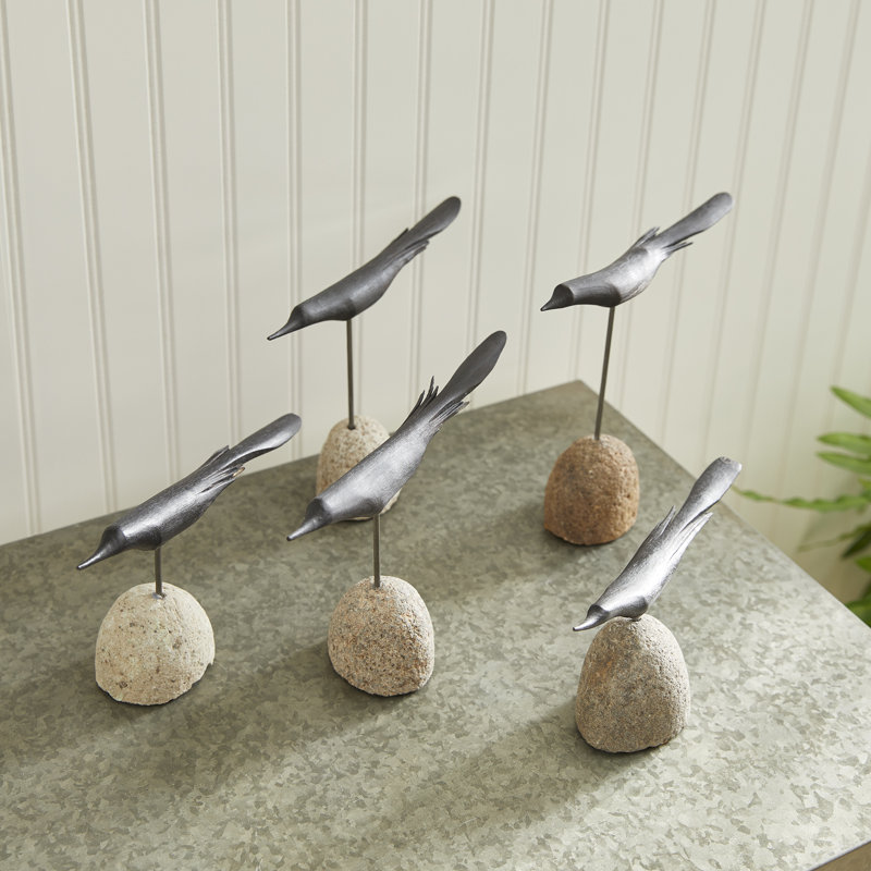 5 Piece Soma Loft Flock Statue Set, Black