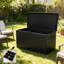 Très grand coffre de terrasse extérieur en résine imperméable de 260 gallons, rangement verrouillable avec charnières hydrauliques et pieds libres pour coussins de patio, accessoires de piscine, outils de jardin