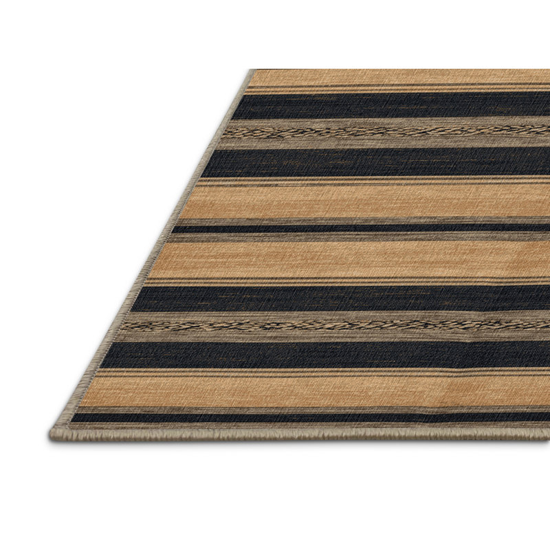  Tapis gris foncé lavable à rayures Dune, Carré 4 pi