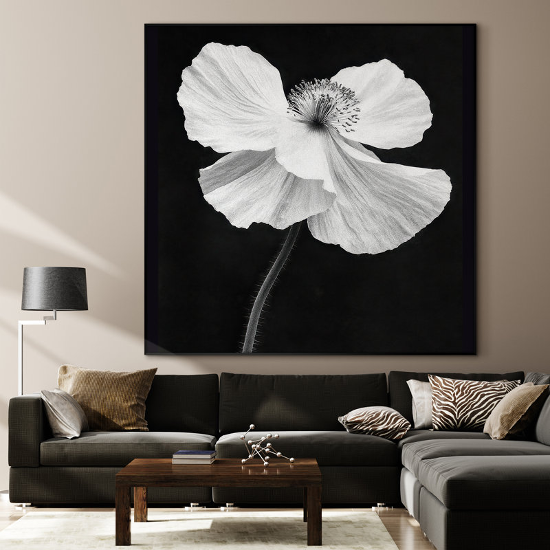 Très grande reproduction d'art sur toile - Fleur, art floral moderne, décoration pour le salon ou la chambre à coucher - «Assemblage requis du cadre (cadre non fini)»