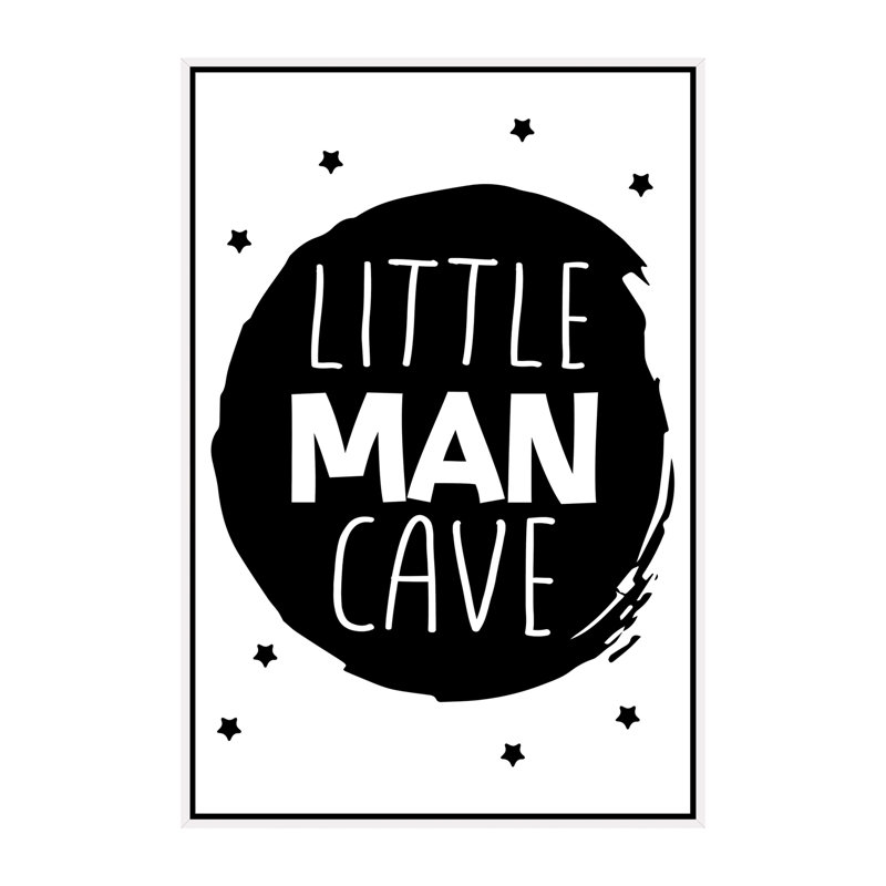 " Little Man Cave Circle ", 60" H x 40" W x 1.5" D, White Framed Canvas, No Mat