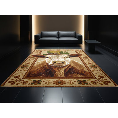 Machine Washable Delancey St Patties Modern & Contemporary Abstract Rug in Beige – Beige Binding