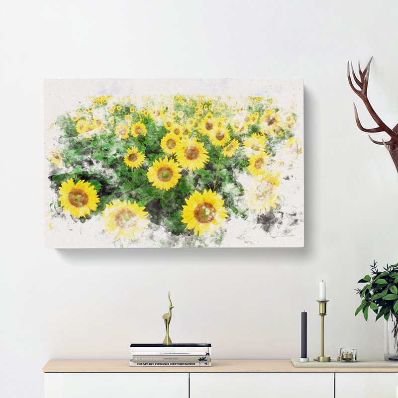 Yellow Sunflower Meadow - Wrapped Canvas, 60cm H x 91cm W x 4cm D
