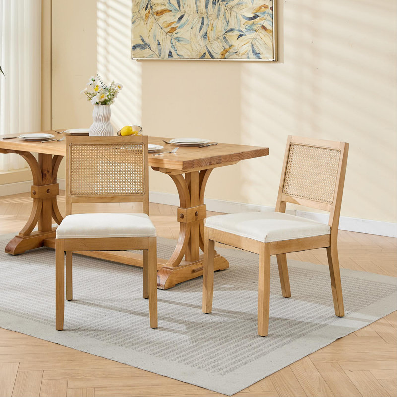 Ensemble de 2 chaises de salle à manger en rotin Farmhouse, Beige