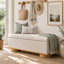 Banc de rangement moderne de 127 cm (50 po) en tissu d'avoine, pouf de bout de lit pour entrée ou chambre à coucher/salon
