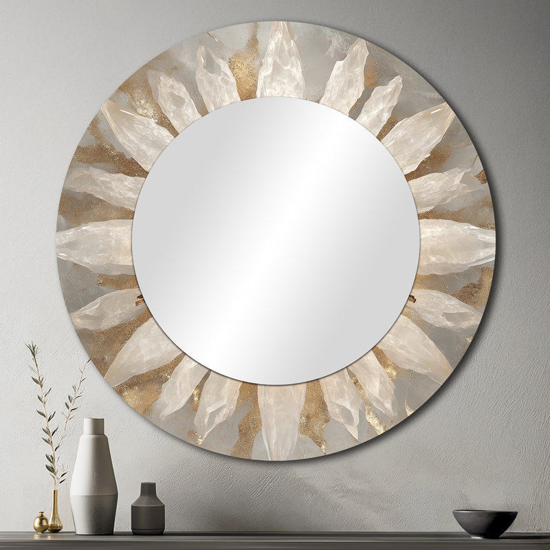 Lustre en cristal Bloom - miroir mural doré Glam, imprimé sur métal, 36" x 36"