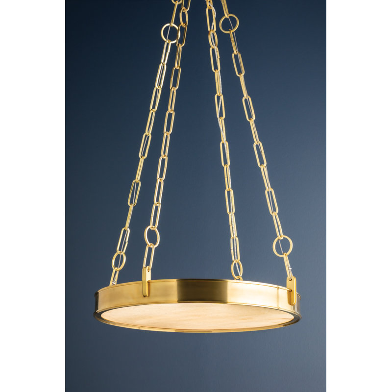 KIRBY 1 LIGHT CHANDELIER, Aged Brass, 3.5" H x 20" W x 20" D