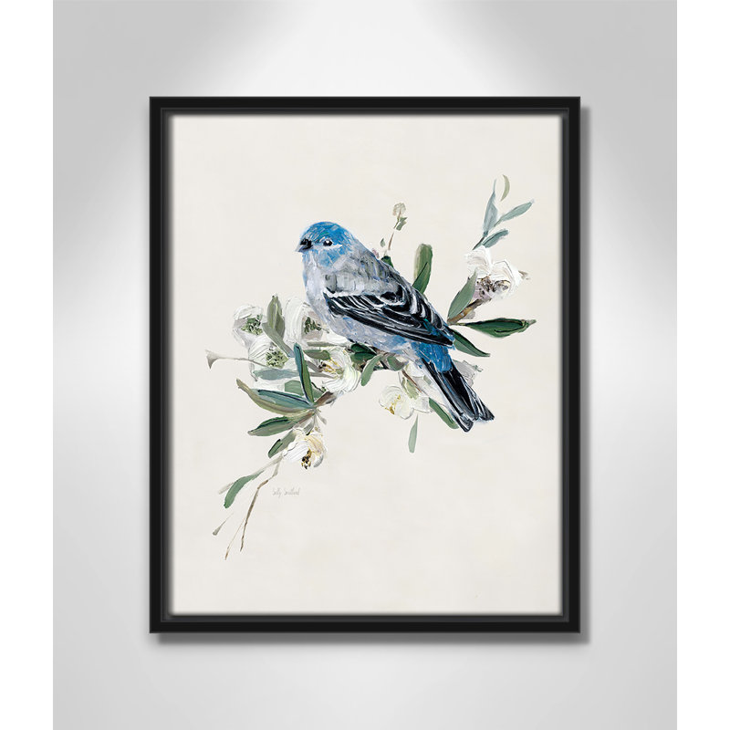 Bluebird Happy II - Toile à cadre flottant, Cadre noir, H 15,5 po x l 12,5 po x P 2 po