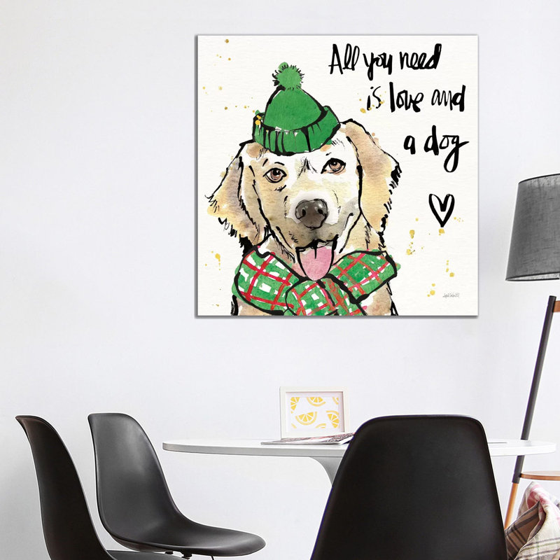 Strike a Paws V Christmas 1 Piece Wrapped Canvas Wall Art, 93.98 cm H x 93.98 cm W