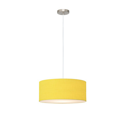 Stretch Pendant, Mustard Linen Shade, Satin Nickel