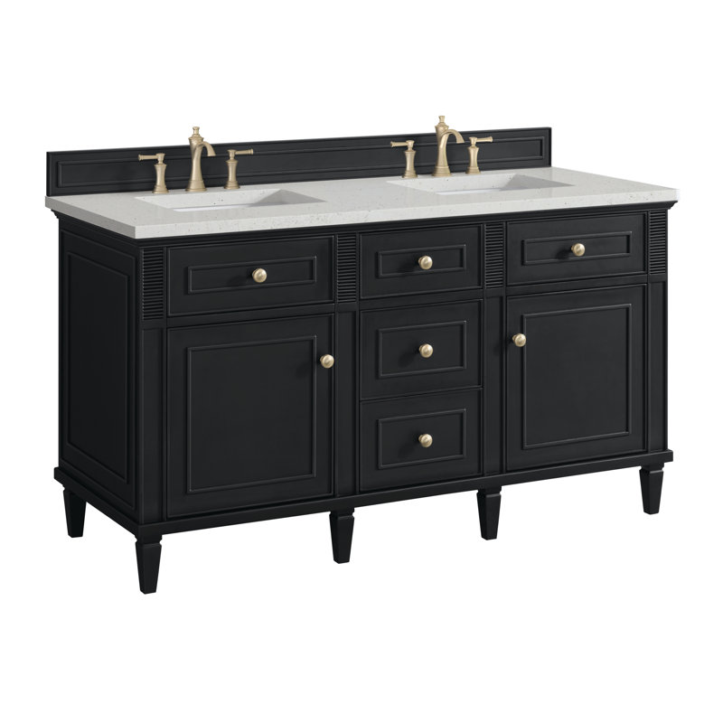 Lorelai 60'' W Double Vanity, Lime Delight Silestone, Black Onyx, 8" Widespread
