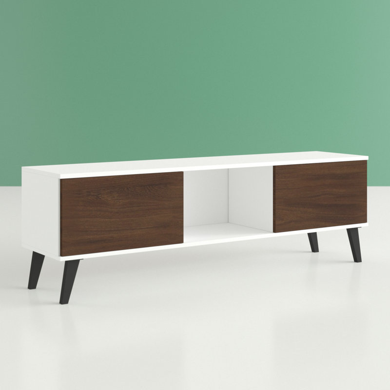 Doyers TV Stand for TVs up to 78", White and Nut brown