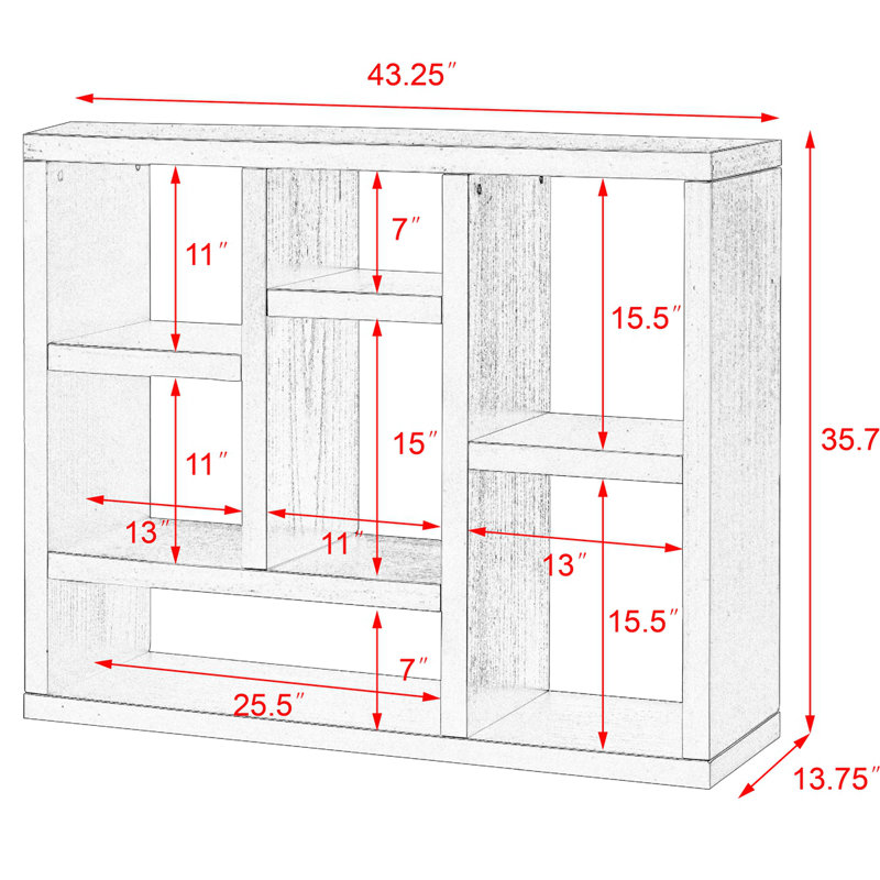 Black Manufactured Wood 7-Cube Freestanding Bookcase