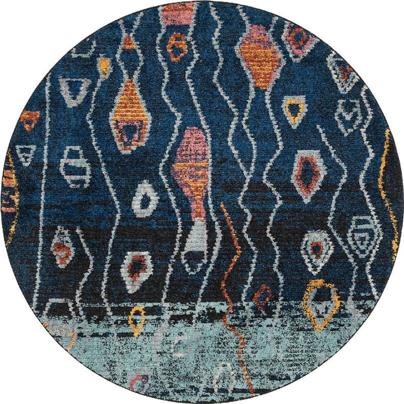 Victorville Abstract Indoor Rug, Round 4'