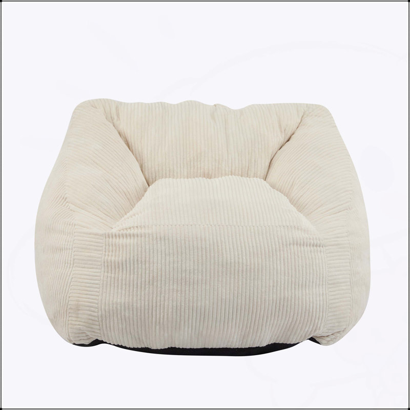 Fauteuil à billes Olbia, en fausse fourrure beige, inspiré des canapés