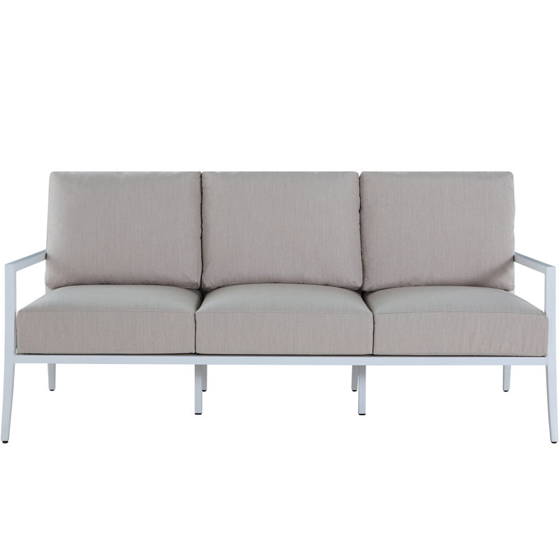 Bermuda Aluminum and Cane Sofa, Welt + Standard Fill, Availa Natural White, Chalk/Natural Cane