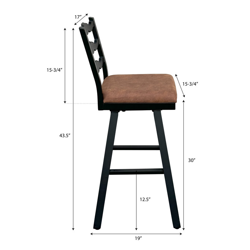 Holquin Swivel Upholstered 30'' Bar Stool with Aluminum Frame ( Set of 2), Brown