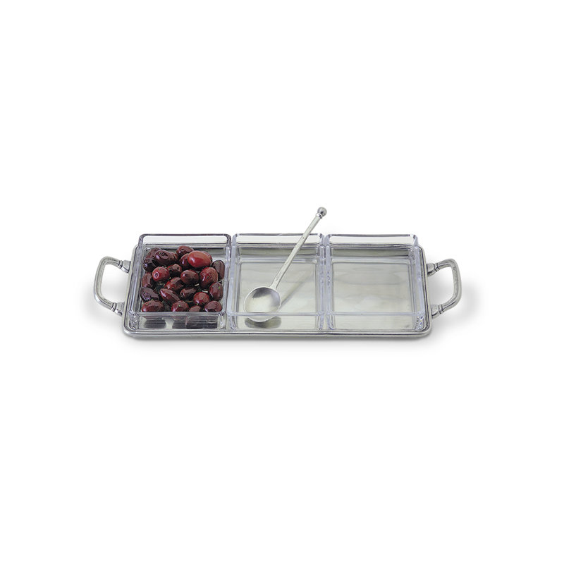 Crudite Tray With Handles, Crystal Inserts