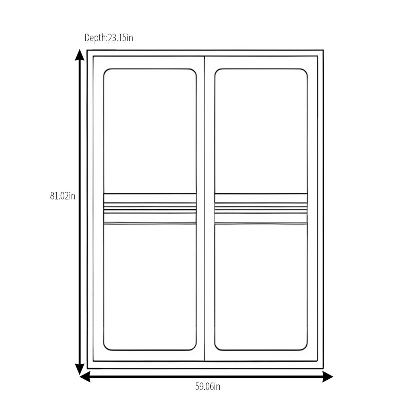 Simple And Retro Wardrobe, 81.02" H x 59.06" W x 23.15" D