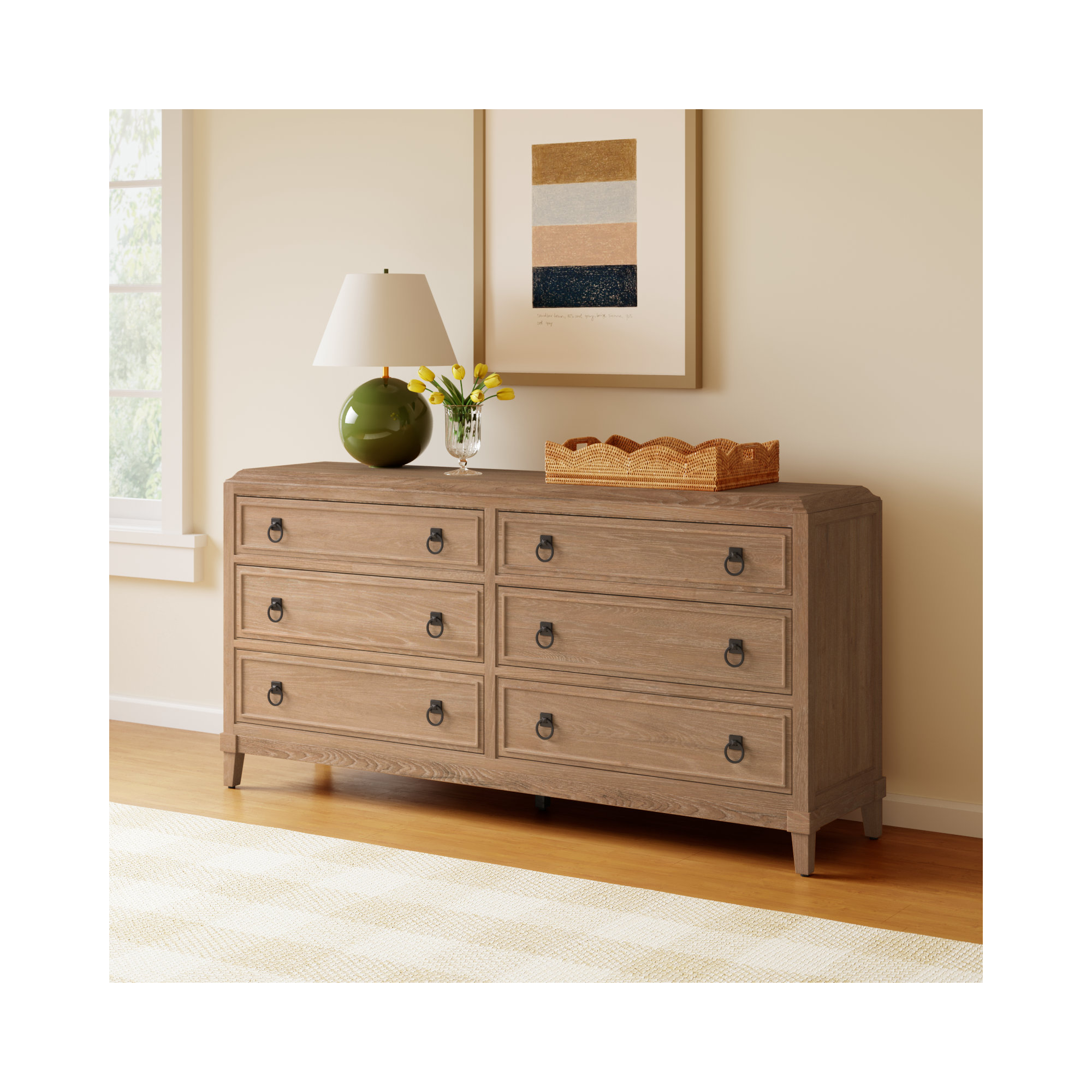 Hayes 6 Drawer Dresser, Tan
