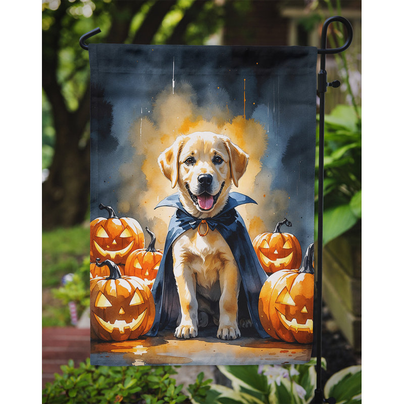 Drapeau de jardin chiot Halloween, Labrador Retriever jaune