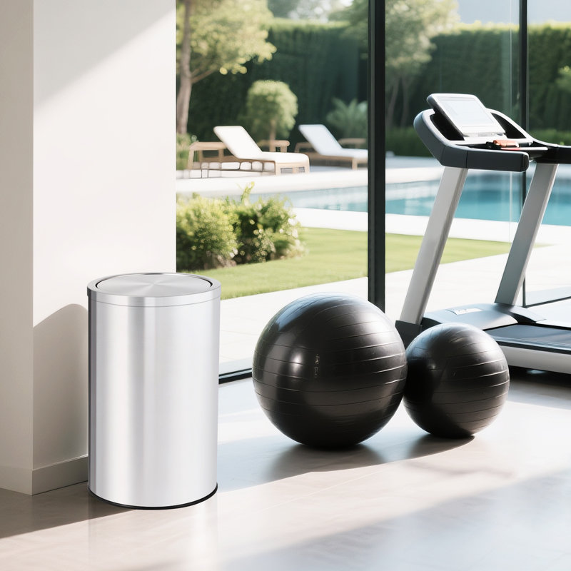 Poubelle à couvercle pivotant moderne en acier inoxydable - 13 gallons (50 L), seau intérieur amovible, contrôle des odeurs, poubelle durable et contenant de recyclage intérieur rond pour la cuisine, le bureau, la salle de bain, argent