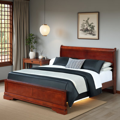 Élégant grand lit traditionnel en cappuccino - Design intemporel, mobilier de chambre durable et élégant - Assemblage facile