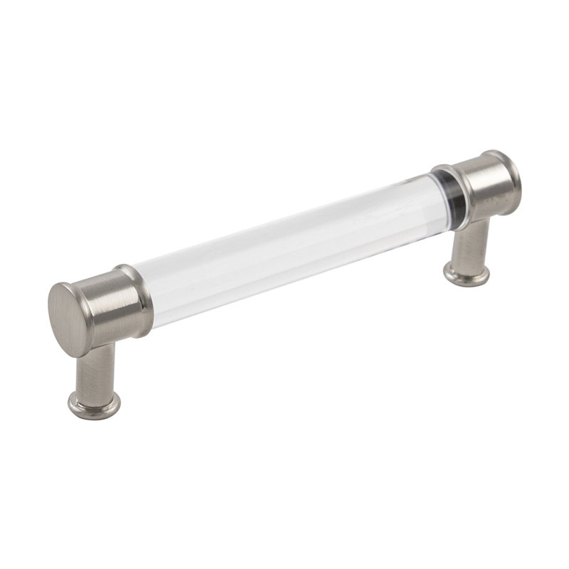 Midway Collection Bar Pull - 5-1/16" Center to Center Cabinet Pull Crysacrylic with Satin Nickel - Contemporary Hardware for Drawers & Cabinets 