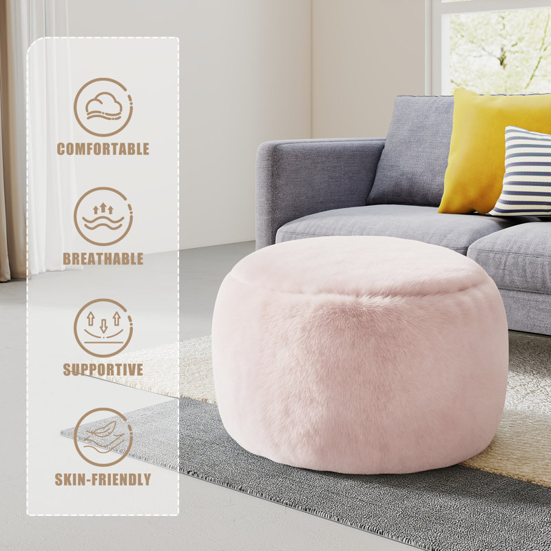 Repose-pieds 29 po en fausse fourrure, Pink