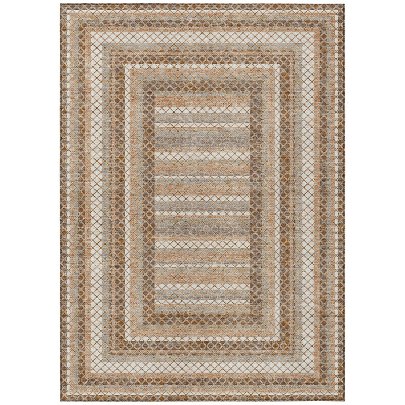 3' X 5' Chocolate And Beige Geometric Washable Indoor Outdoor Area Rug